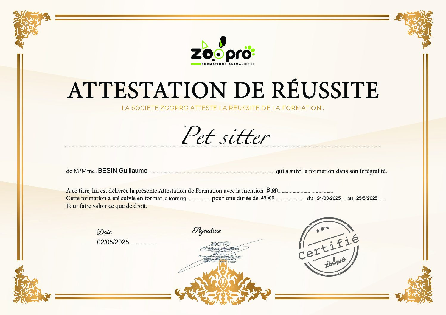 Attestation BESIN (1)